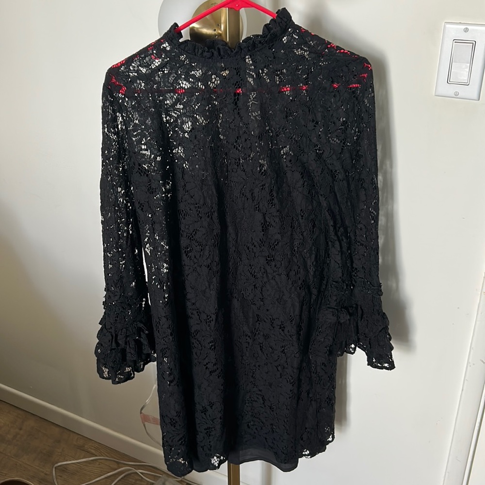 Black floral lace dress with turtleneck